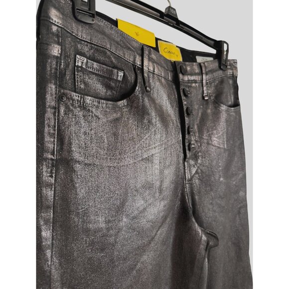 Circus NY High Rise Slim Straight Size 30 Shimmer Stretch Black Silver NWT Sam E - Picture 2 of 11